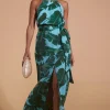Sunset Dress In Vintage Blue Palm